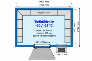 Occasion Tiefkühlzelle mit U-Regalen